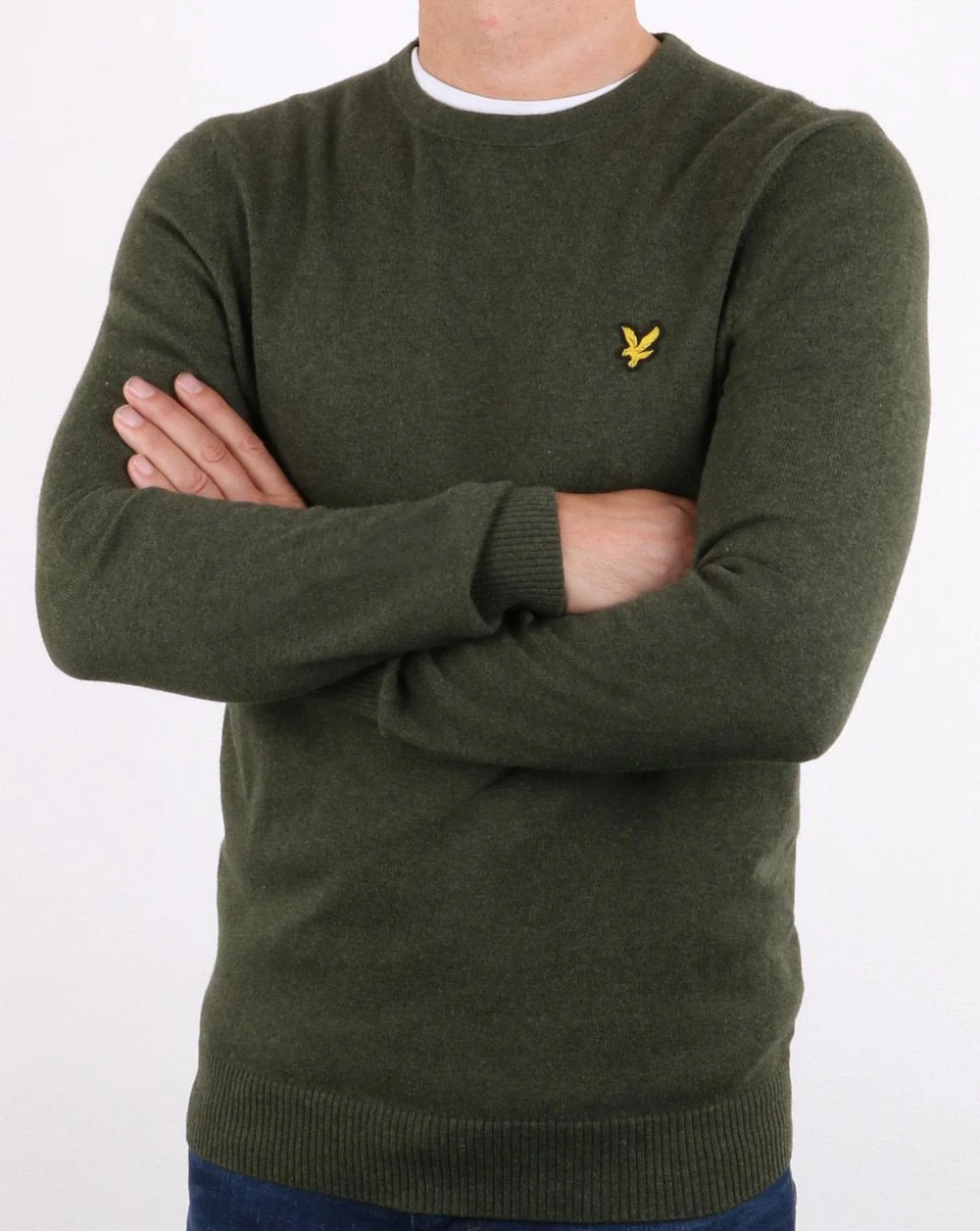 Lyle And Scott Cotton Merino Crew Jumper Woodland Green - Image 3