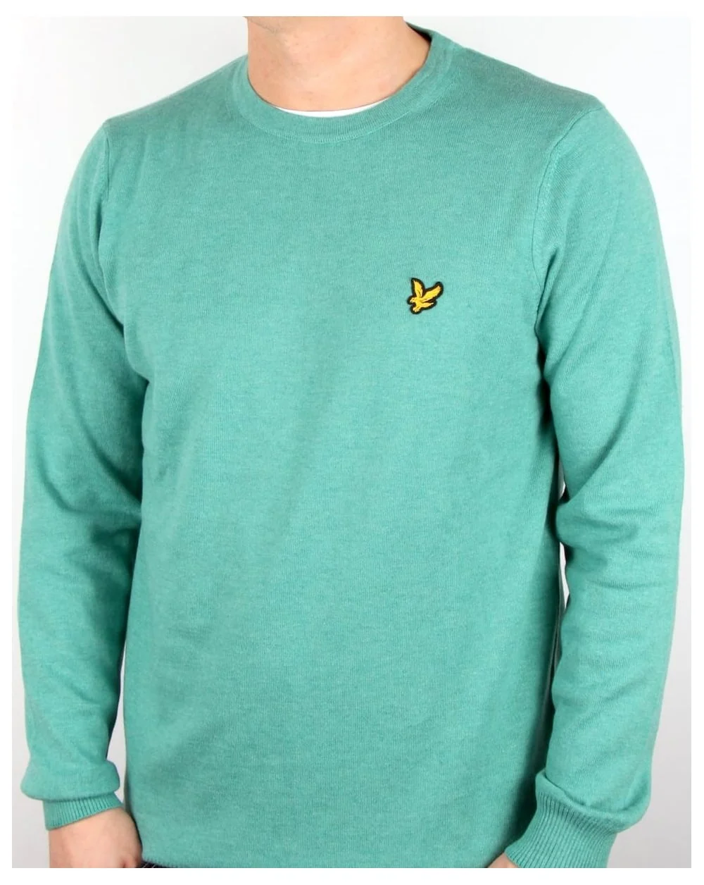 Lyle And Scott Crew Neck Cotton Merino Jumper Mid Green - Image 2