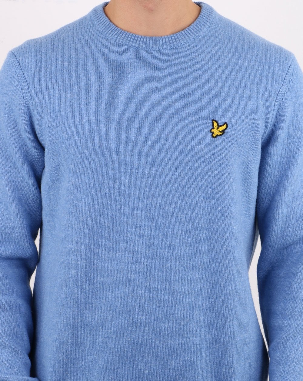 Lyle And Scott Crew Neck Lambswool Blend Jumper Stone Blue - Image 4