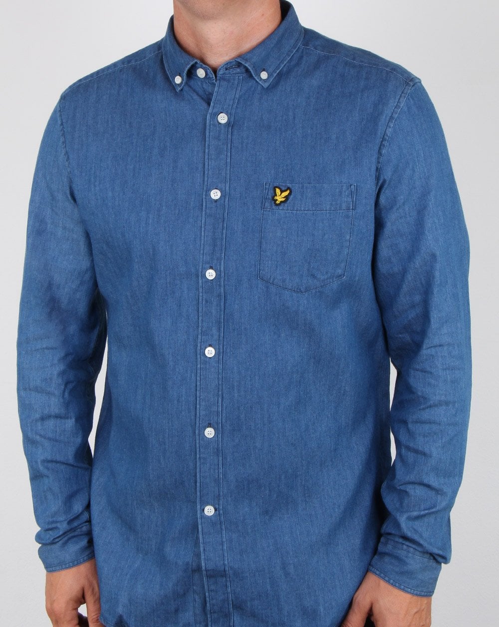 Lyle And Scott Denim Shirt Light Indigo Blue - Image 3