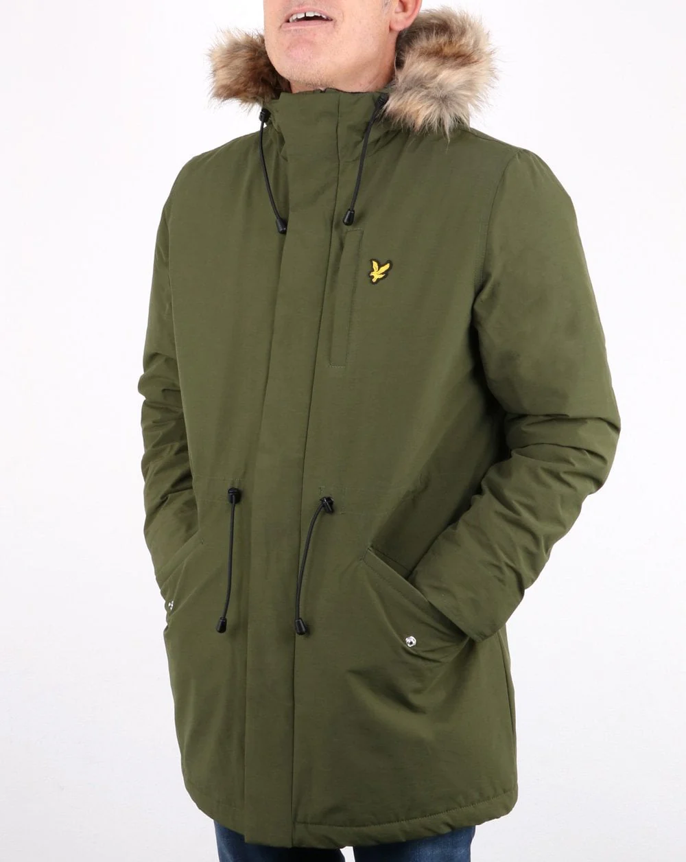 Lyle And Scott detachable Fur Fleece lined Parka Green - Image 2