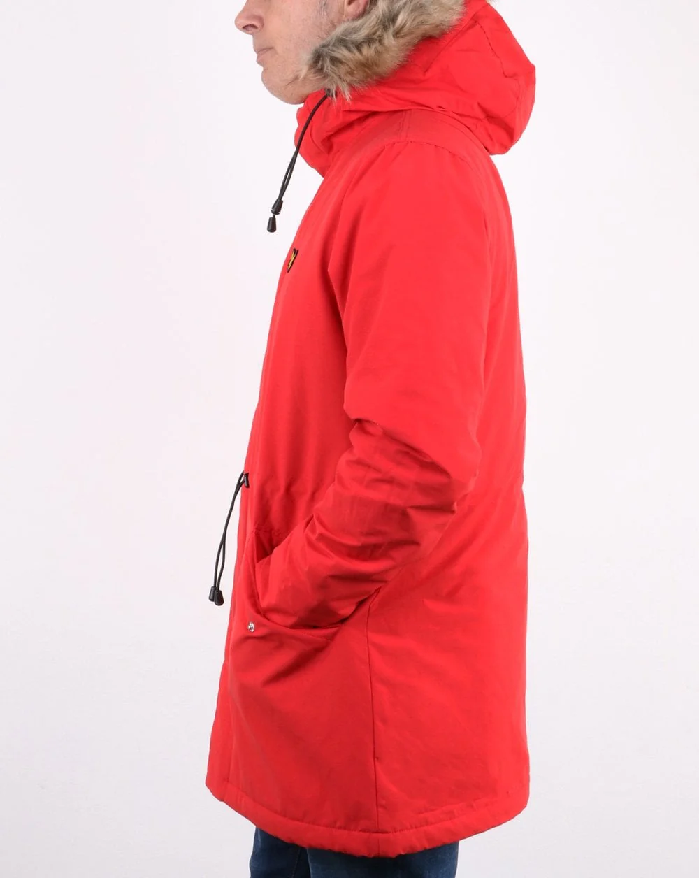 Lyle And Scott Detachable Fur fleece Lined Parka Red - Image 3