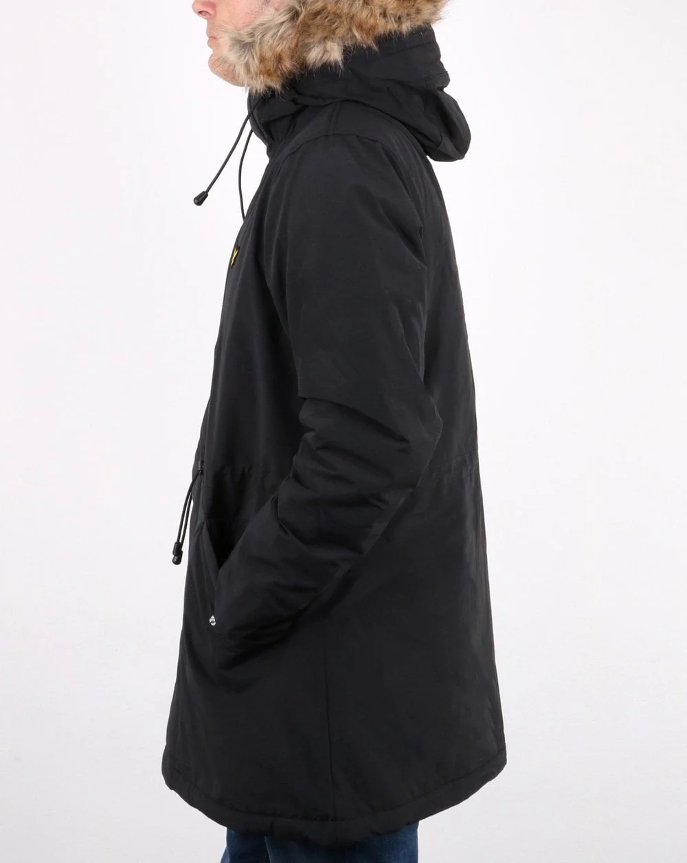 Lyle And Scott Detachable Fur fleece Lined Parka True Black - Image 3