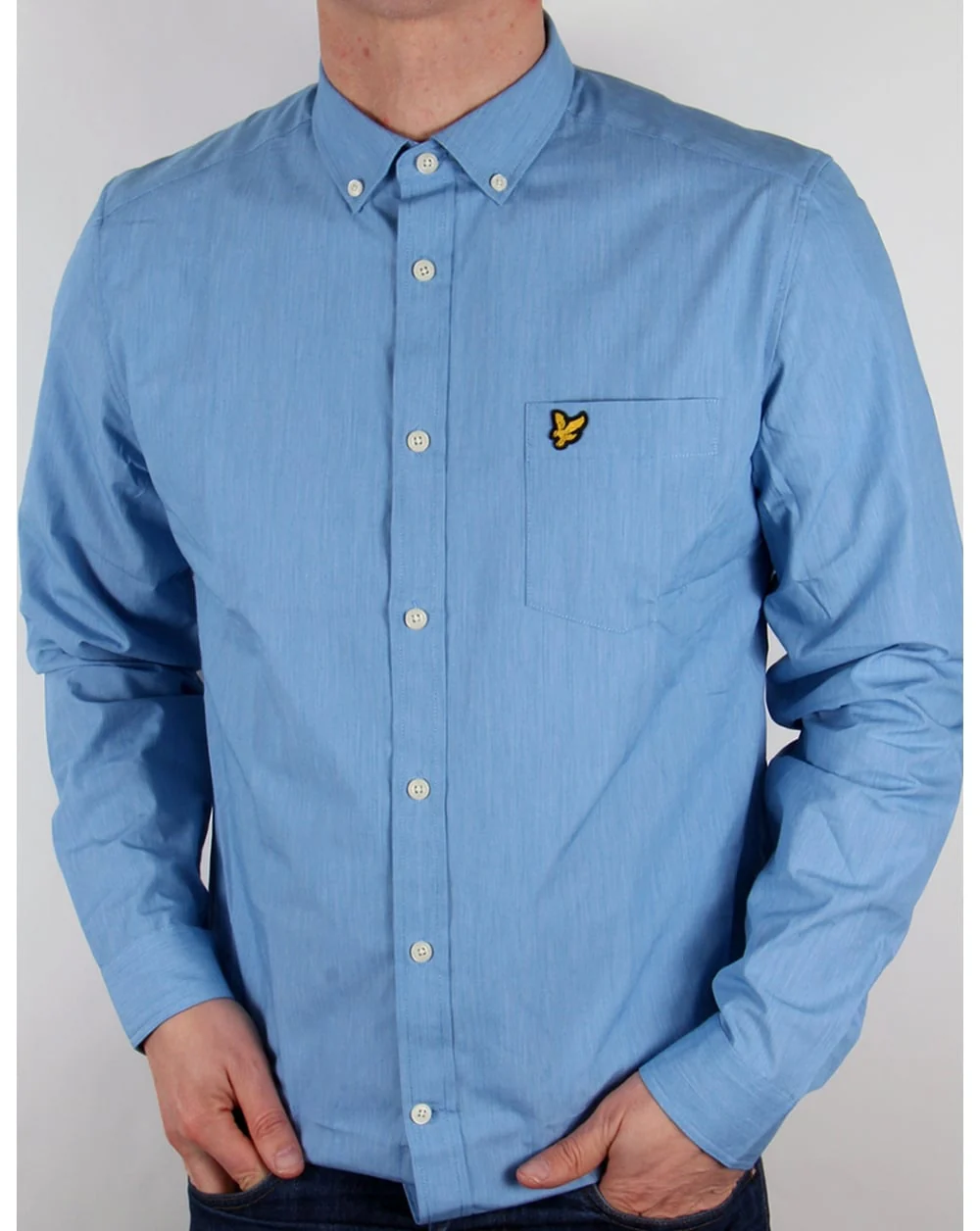 Lyle And Scott End On End Long Sleeve Shirt Deep Cobalt