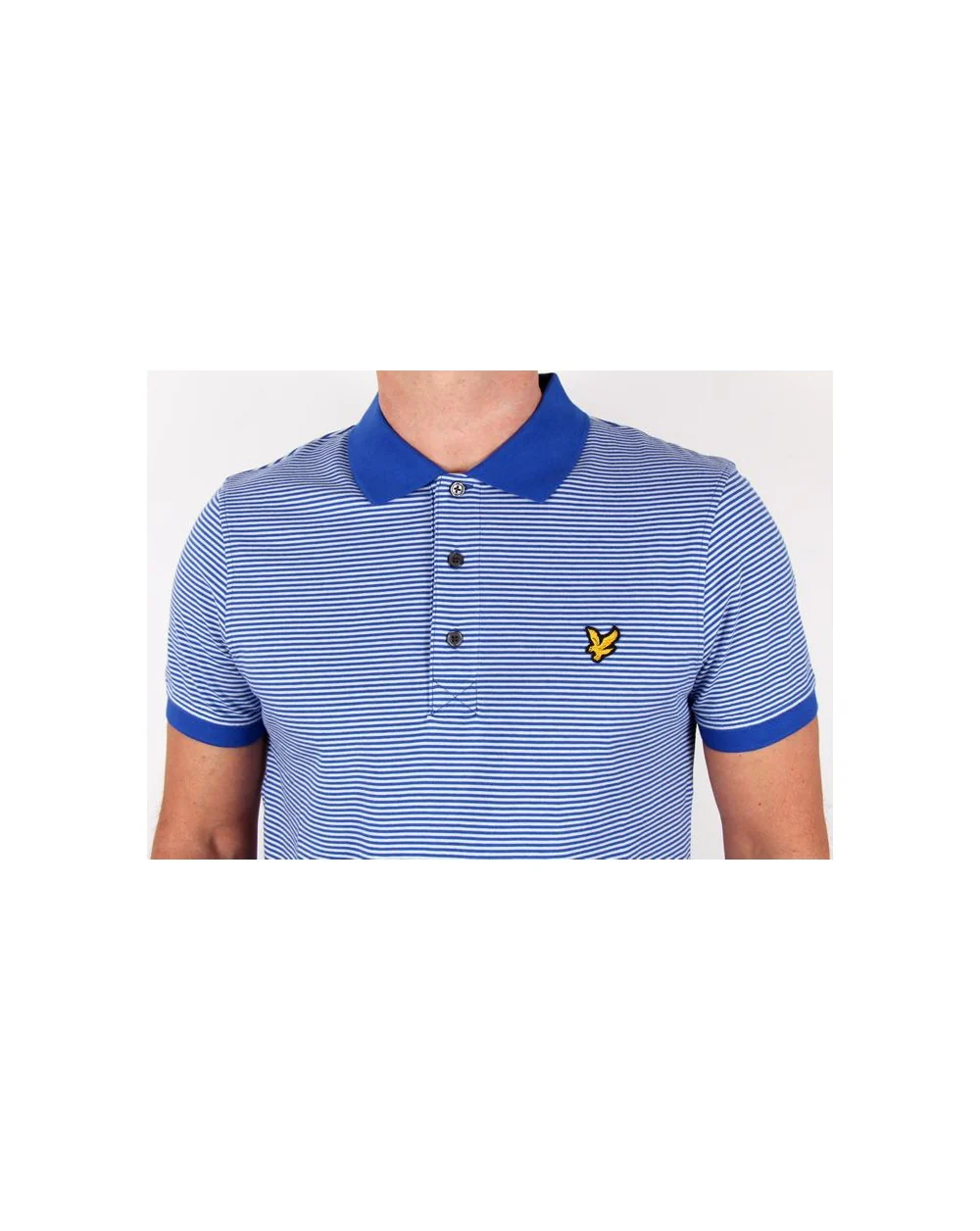 Lyle And Scott Fine Stripe Polo Shirt Blue Lagoon - Image 2