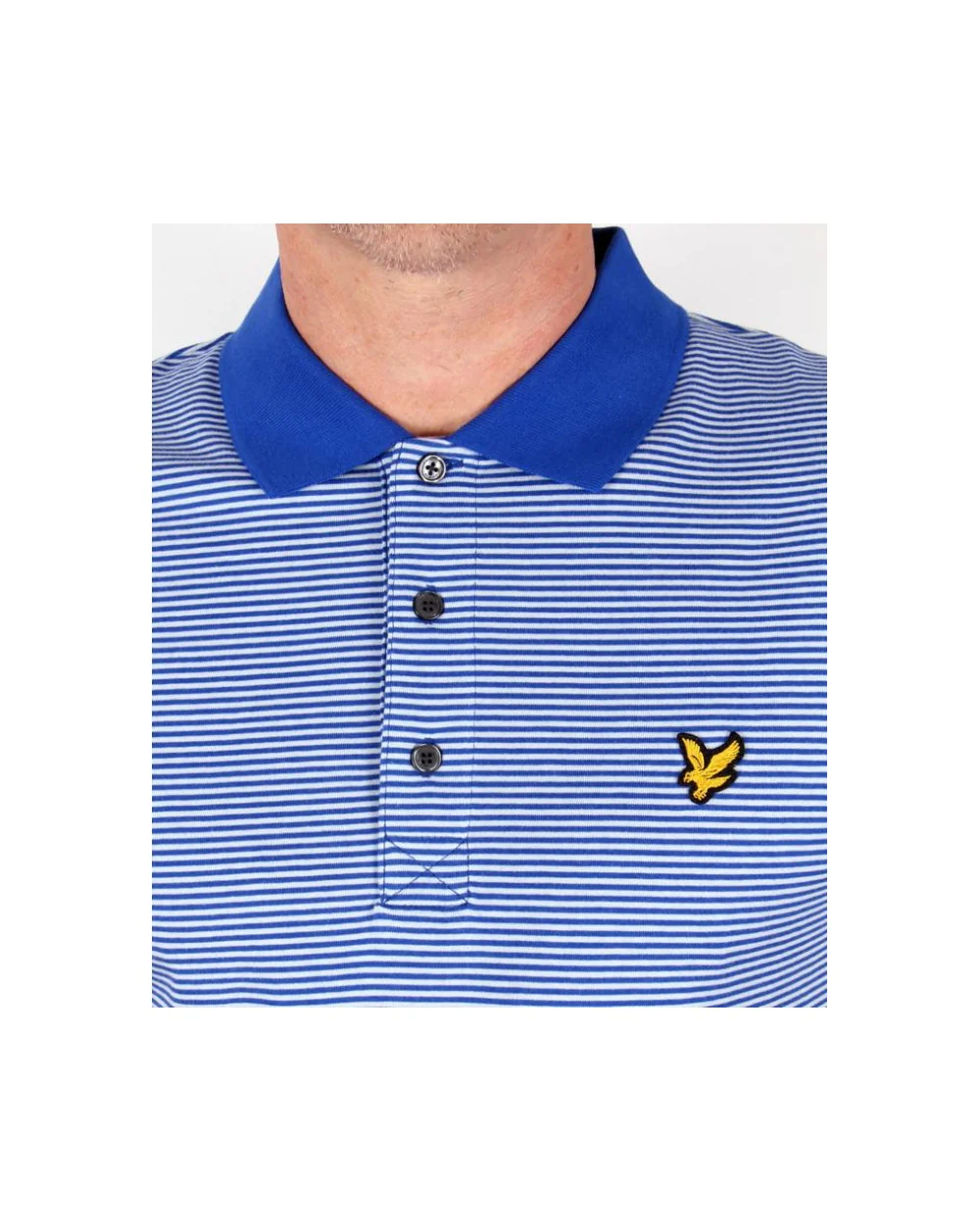 Lyle And Scott Fine Stripe Polo Shirt Blue Lagoon - Image 3