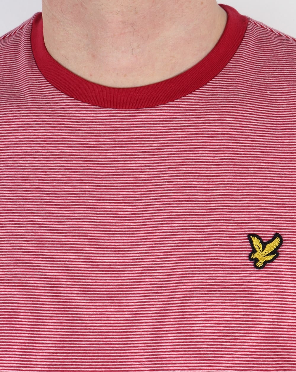 Lyle And Scott Fine Stripe T-shirt Ruby - Image 2