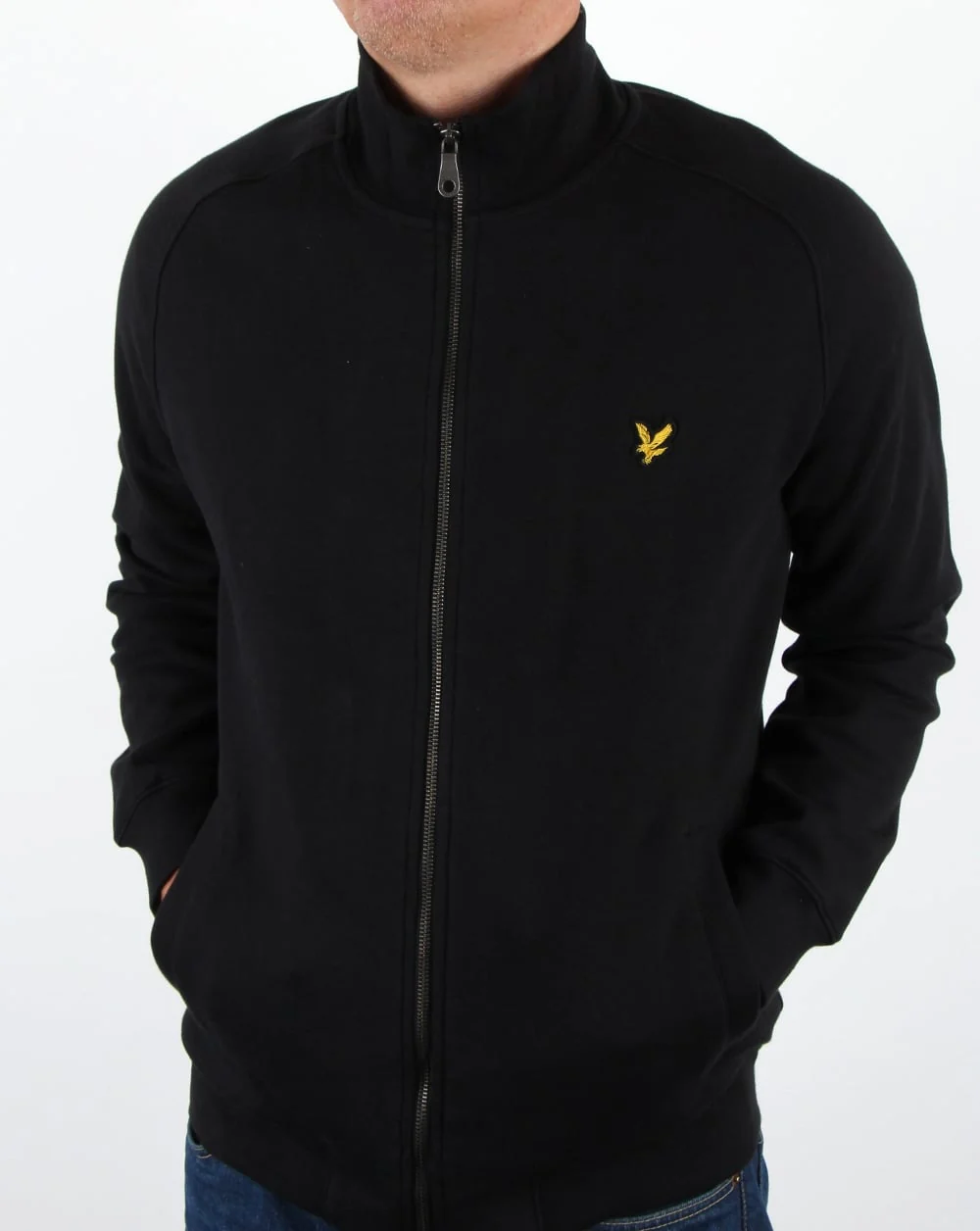Lyle And Scott Funnel Neck Zip Through Sweatshirt True Black - Image 2