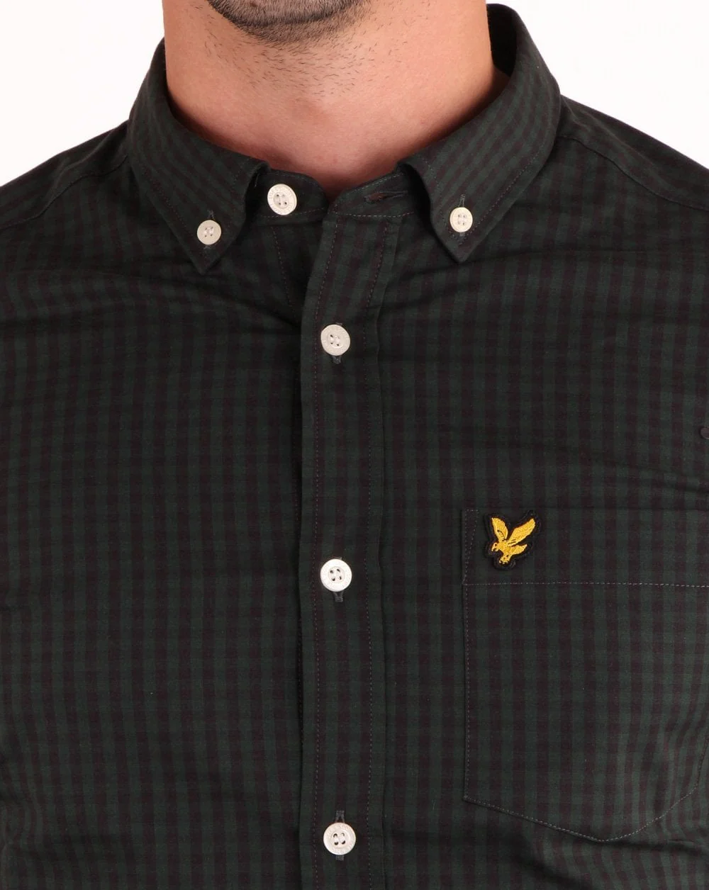 Lyle And Scott Gingham Check Shirt Black/Green - Image 4
