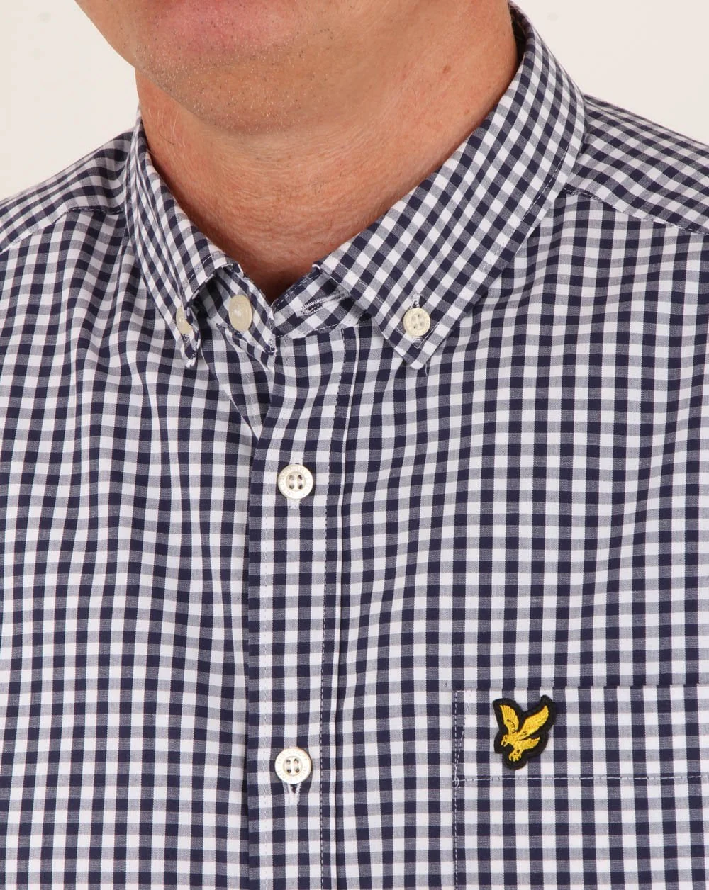 Lyle And Scott Gingham Shirt Navy - Image 3