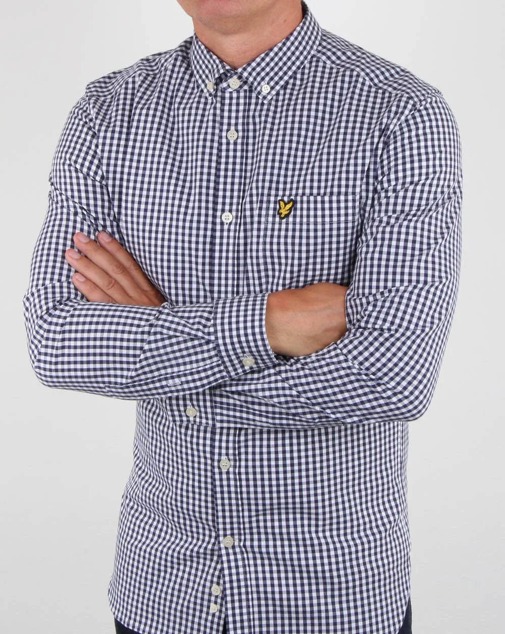 Lyle And Scott Gingham Shirt Navy - Image 4