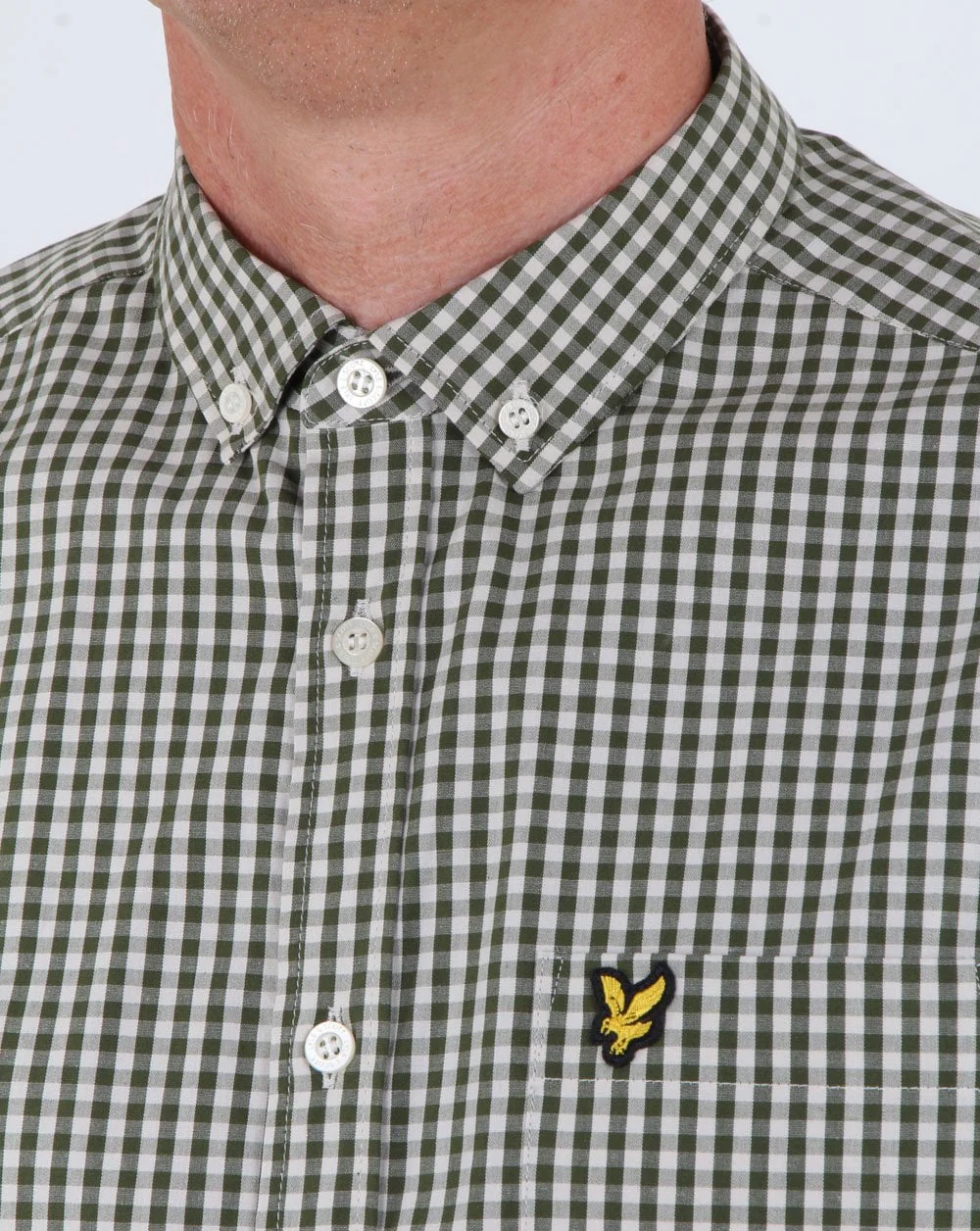 Lyle And Scott Gingham Shirt Woodland Green - Image 2