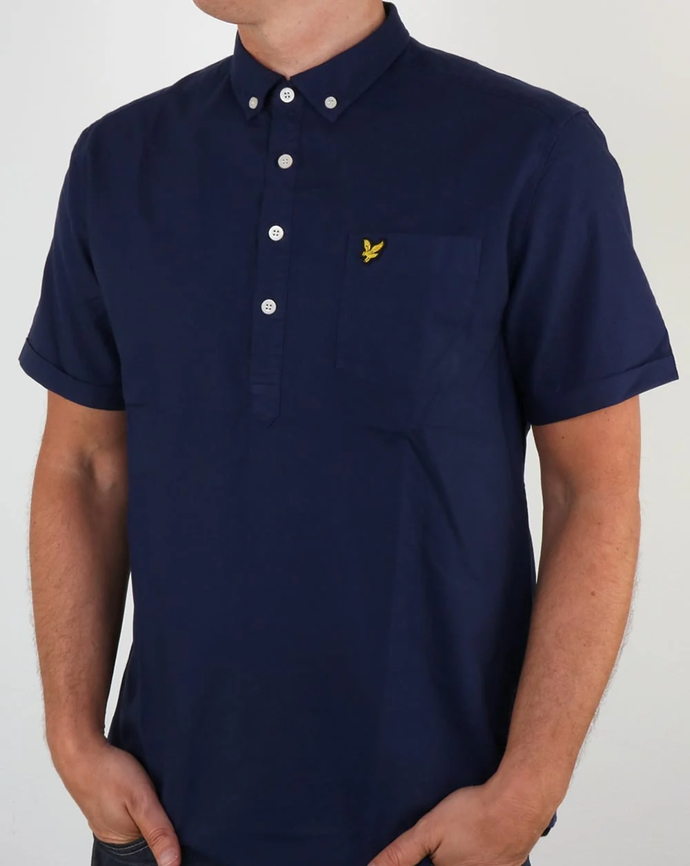 Lyle And Scott Half Button Shirt Navy