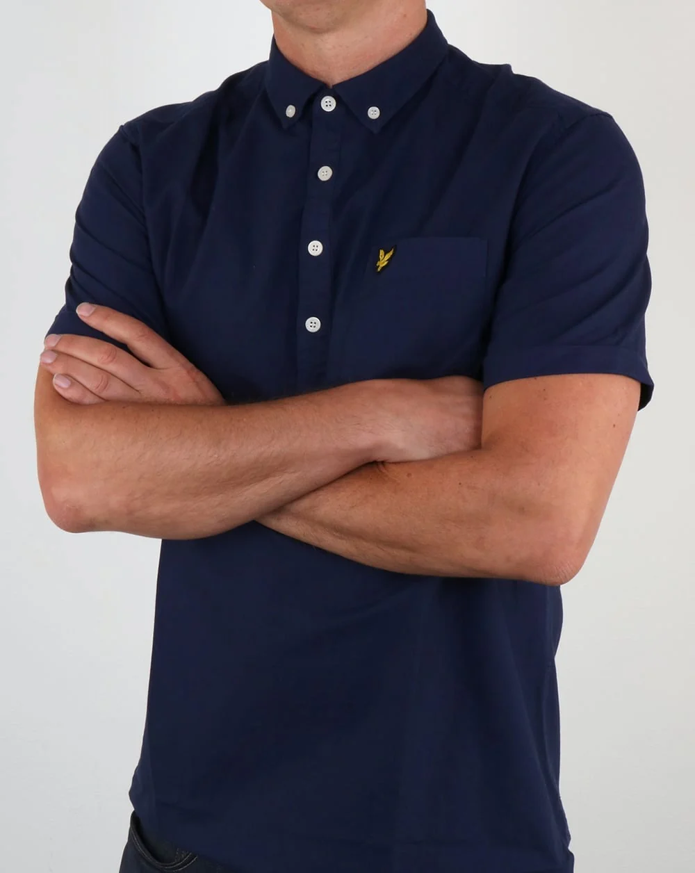 Lyle And Scott Half Button Shirt Navy - Image 3
