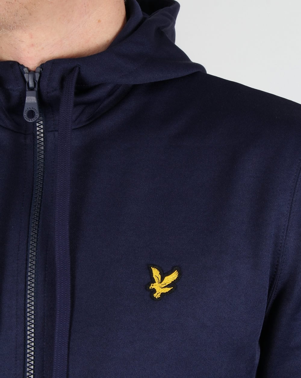 Lyle And Scott Hooded Funnel Neck Track Top Navy - Image 2