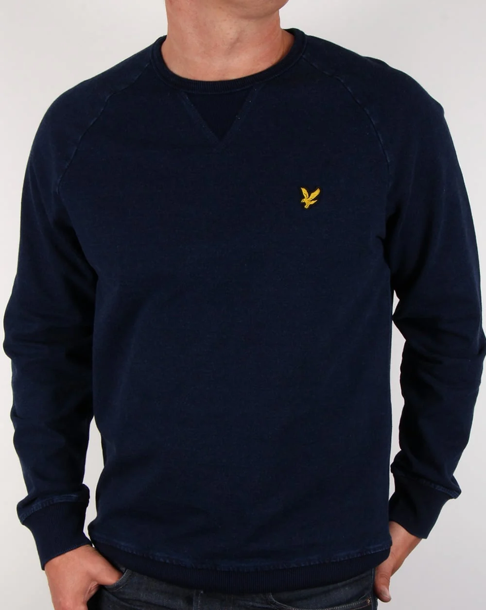 Lyle And Scott Indigo Crew Neck Sweatshirt Dark Indigo - Image 3