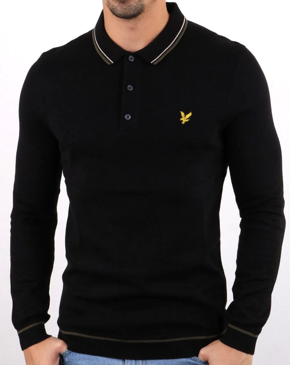 Lyle And Scott Knitted Long Sleeve Polo Black