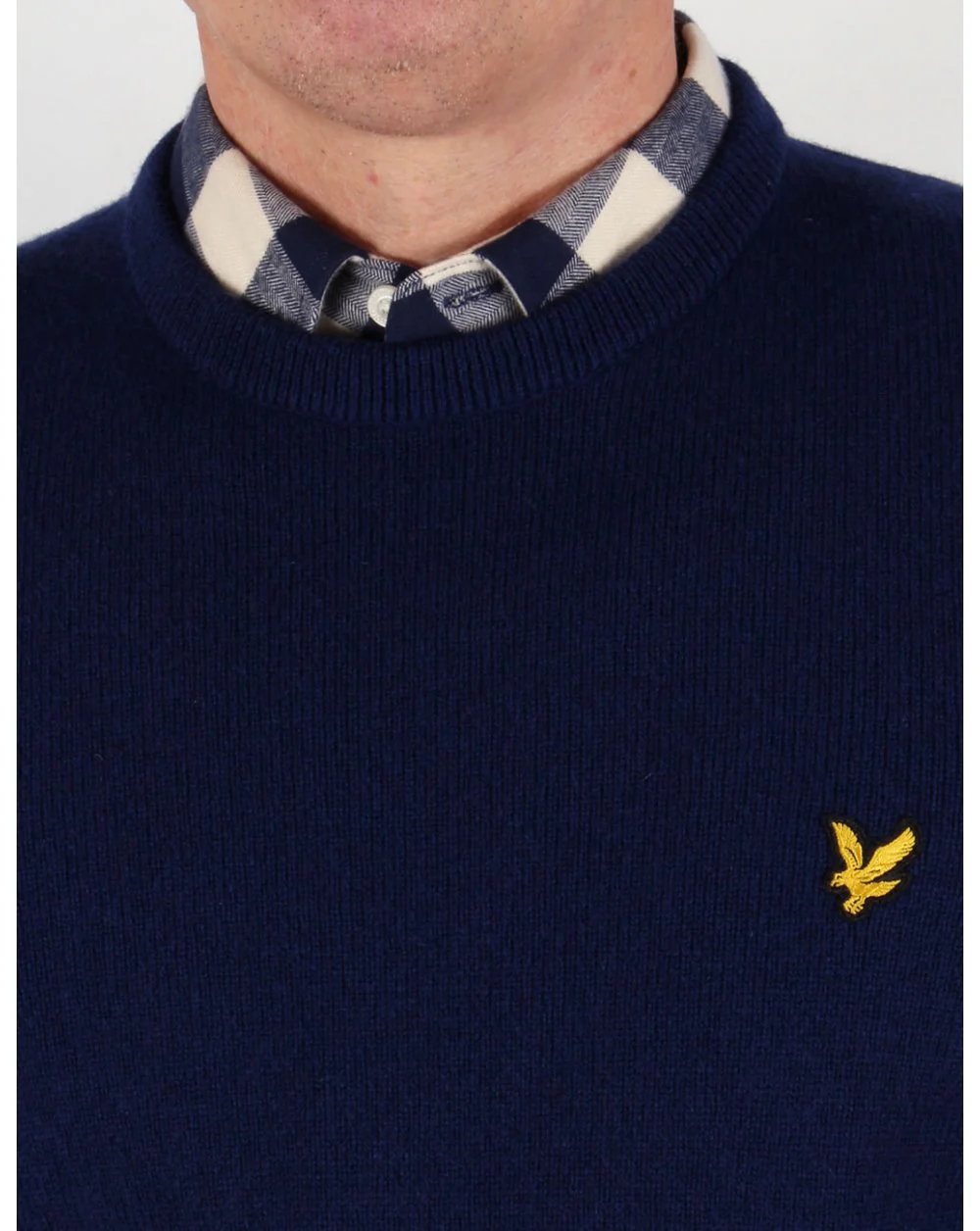 Lyle And Scott Lambswool Crew Neck Jumper Navy Blue - Image 2