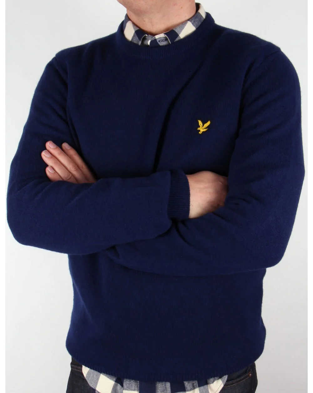 Lyle And Scott Lambswool Crew Neck Jumper Navy Blue - Image 3