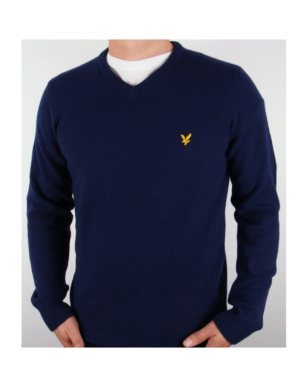 Lyle And Scott Lambswool V Neck Jumper Admiral Blue