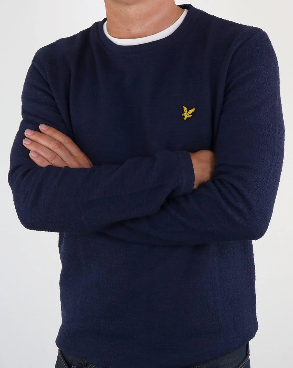 Lyle And Scott Lightweight Slub Sweatshirt Navy - Image 3