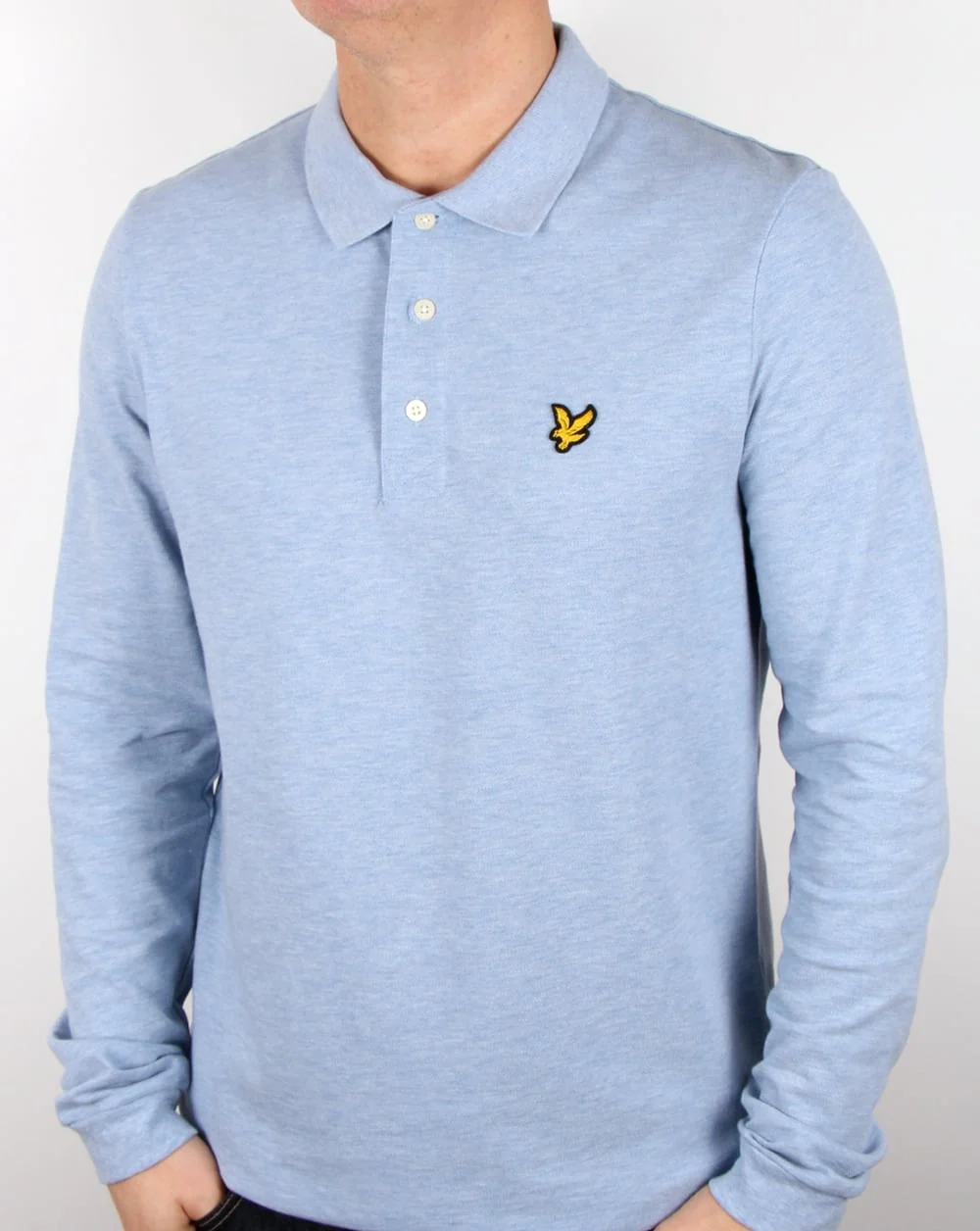 Lyle And Scott Long Sleeve Polo Shirt Blue Marl - Image 2