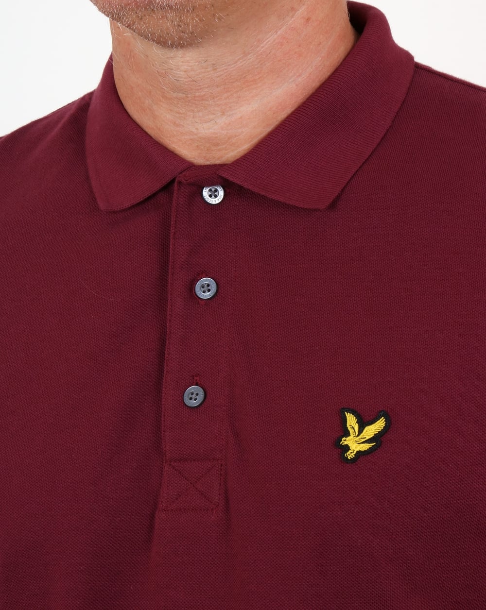 Lyle And Scott Long Sleeve Polo Shirt Claret - Image 2