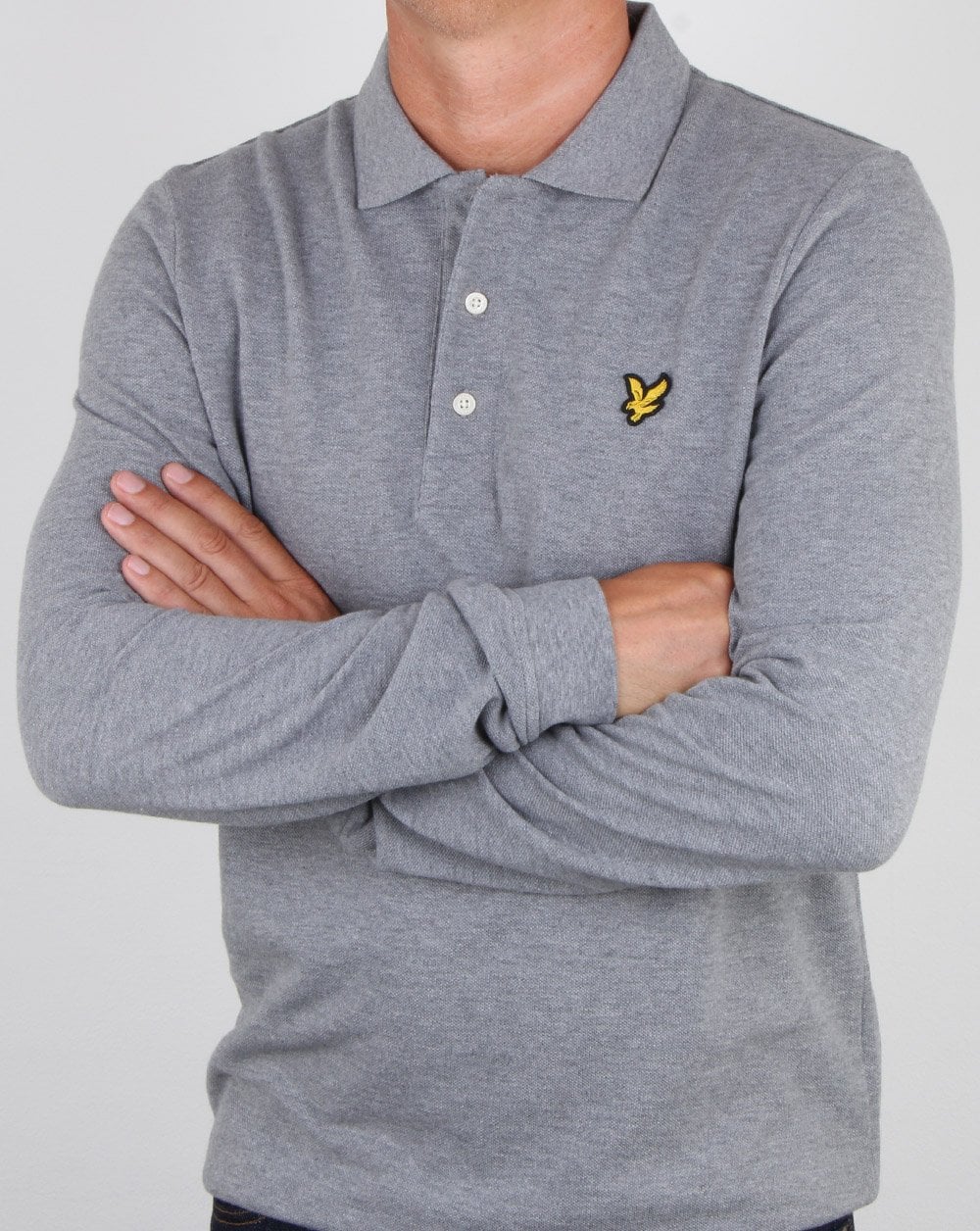 Lyle And Scott Long Sleeve Polo Shirt Mid Grey Marl - Image 3