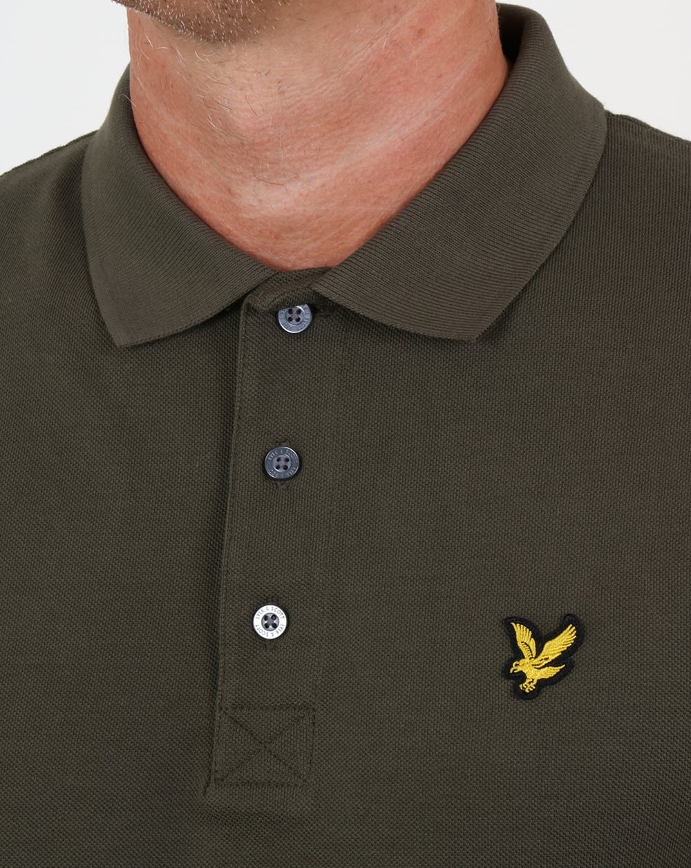 Lyle And Scott Long Sleeve Polo Shirt Olive - Image 2