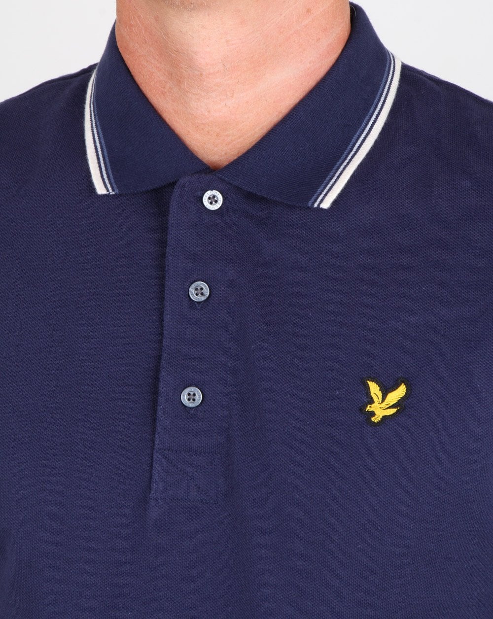 Lyle And Scott Long Sleeve Tipped Polo Shirt Navy - Image 2