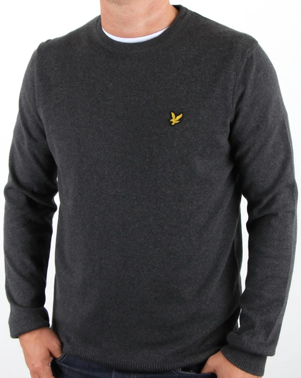 Lyle And Scott Merino Jumper Charcoal Marl