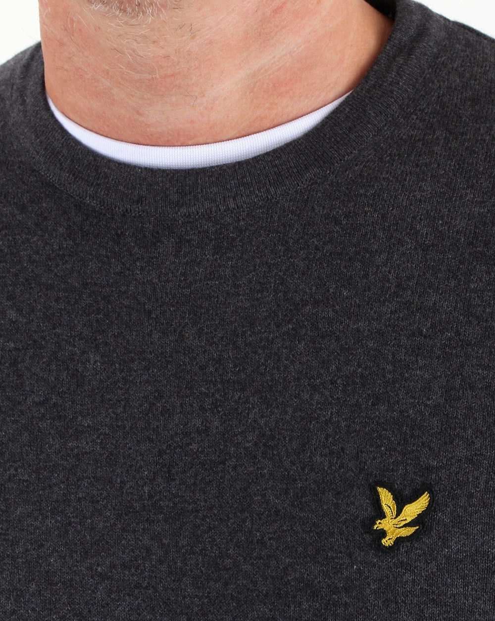 Lyle And Scott Merino Jumper Charcoal Marl - Image 2