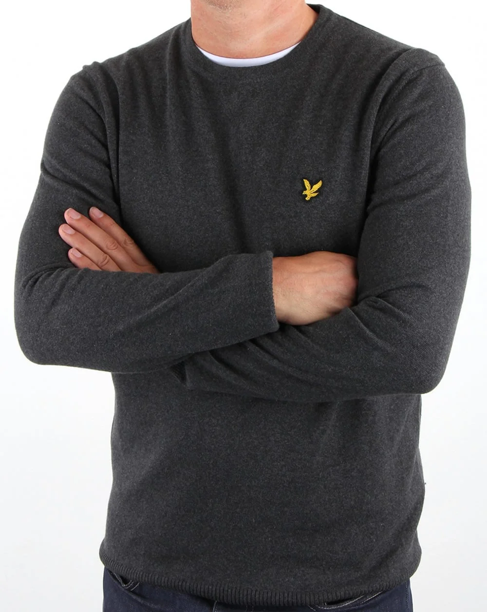 Lyle And Scott Merino Jumper Charcoal Marl - Image 3