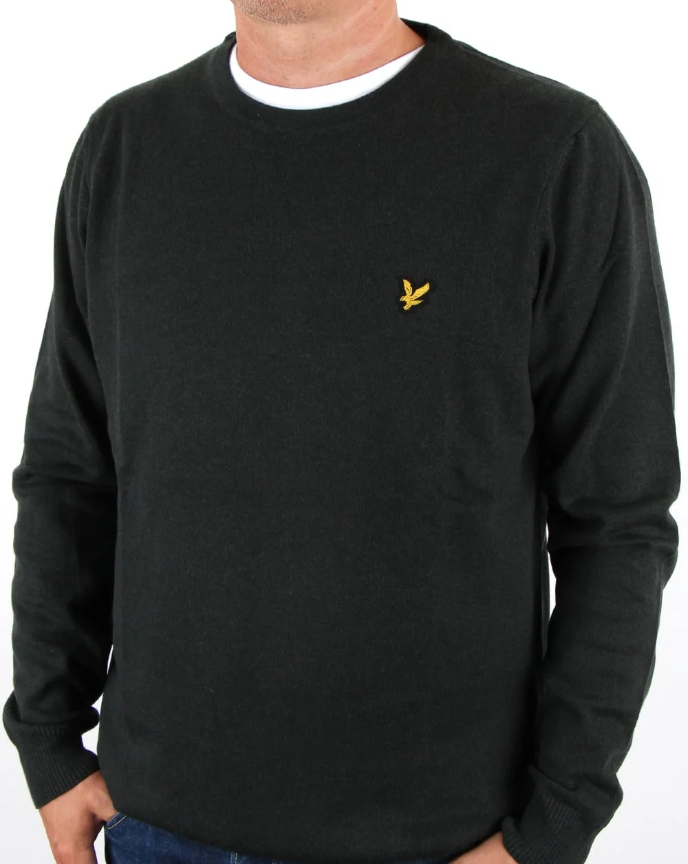 Lyle And Scott Merino Jumper Forest Green Marl - Image 2