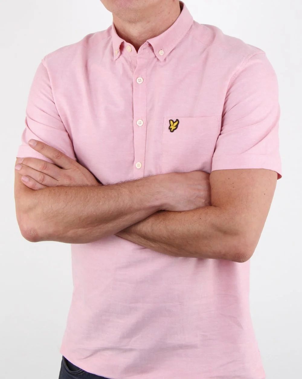 Lyle And Scott Overhead Oxford Short Sleeve Shirt Pink - Image 3
