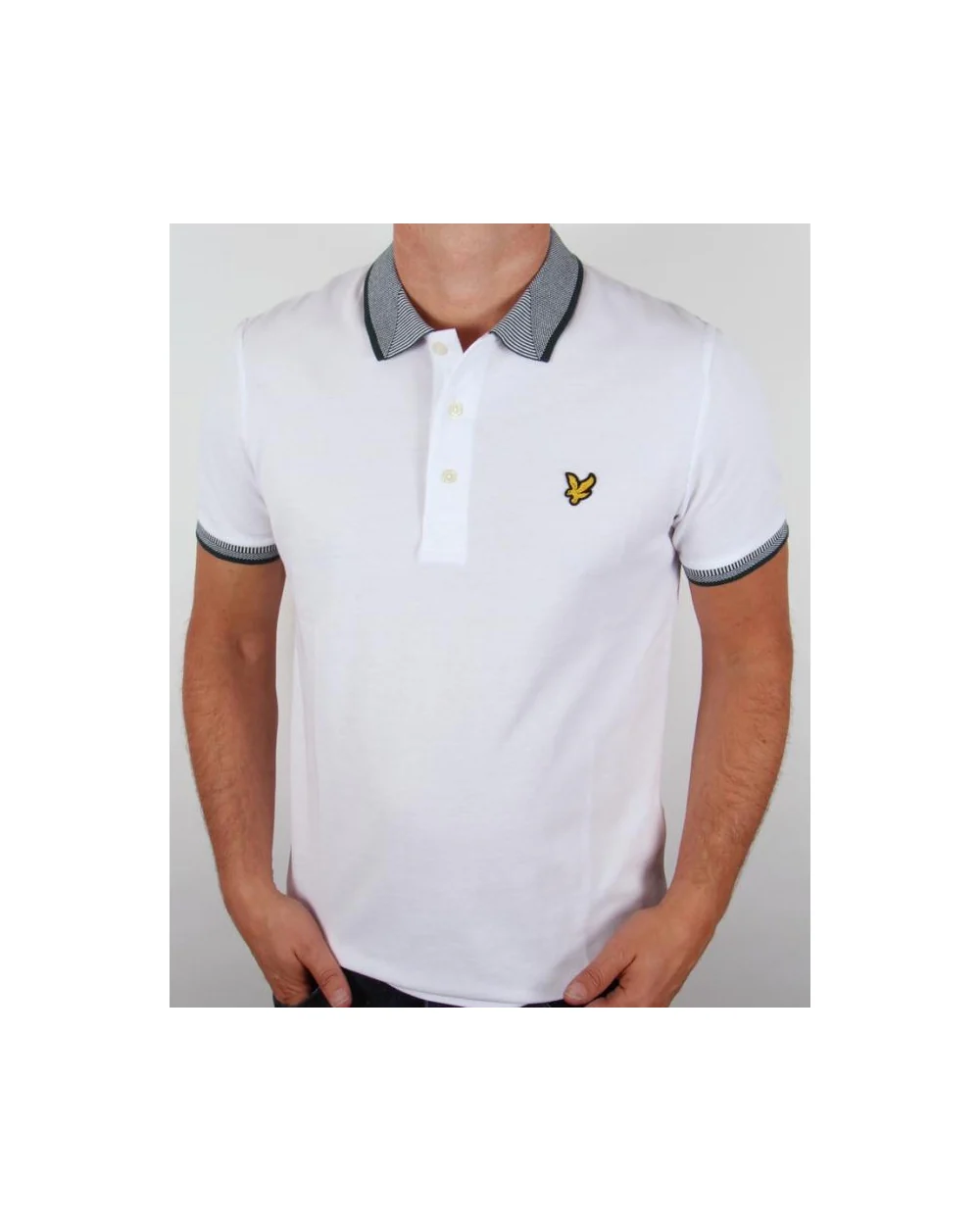 Lyle And Scott Oxford Jacquard Collar Polo Shirt White