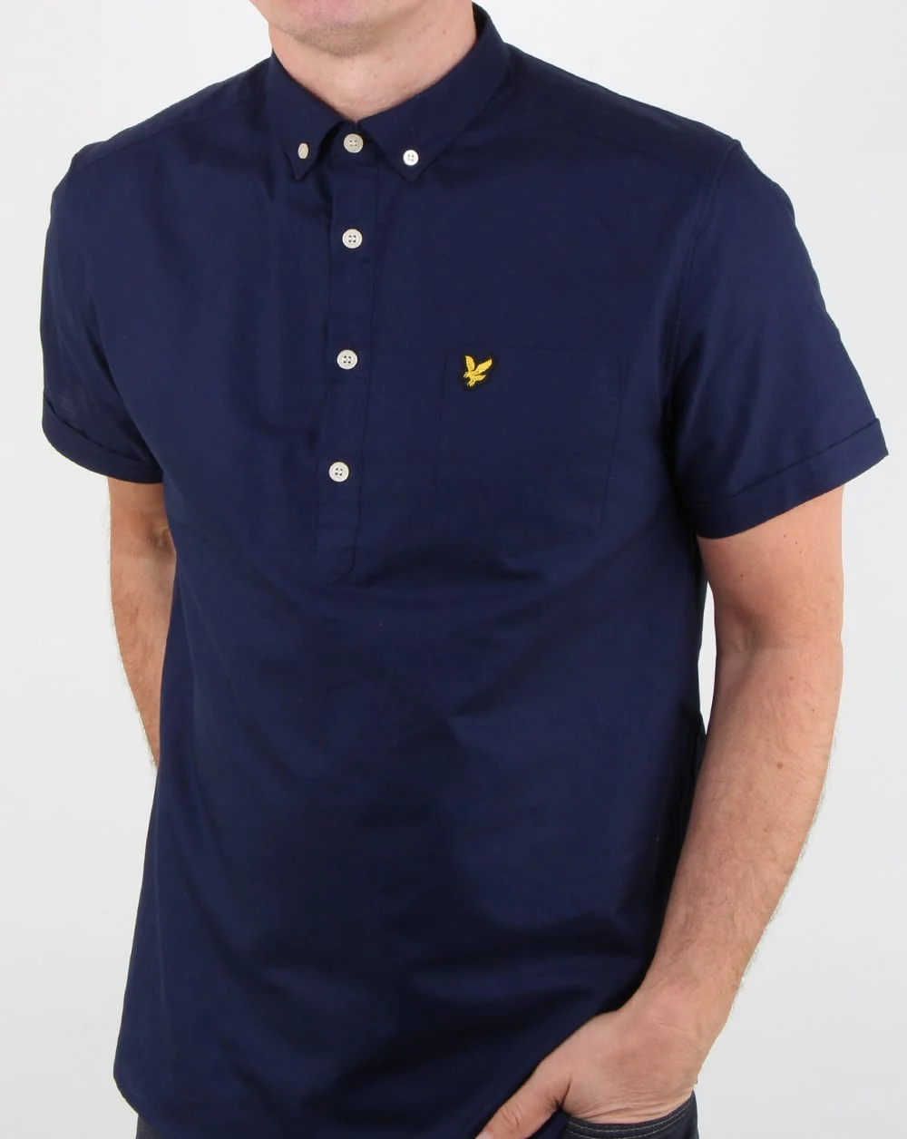 Lyle And Scott Oxford Short Sleeve Shirt Navy - Image 3