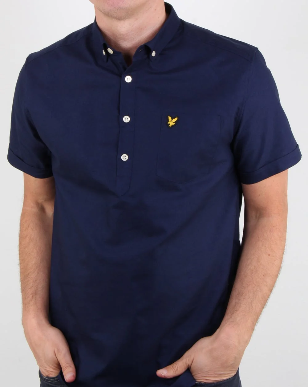 Lyle And Scott Oxford Short Sleeve Shirt Navy - Image 4