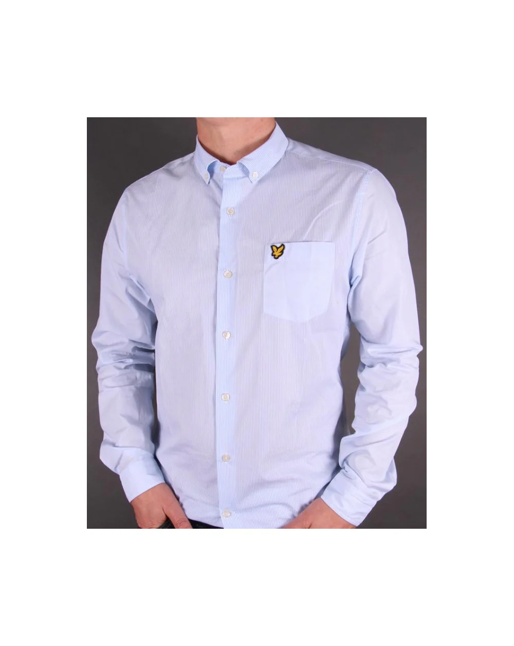 Lyle And Scott Pinstripe Shirt Riviera Blue