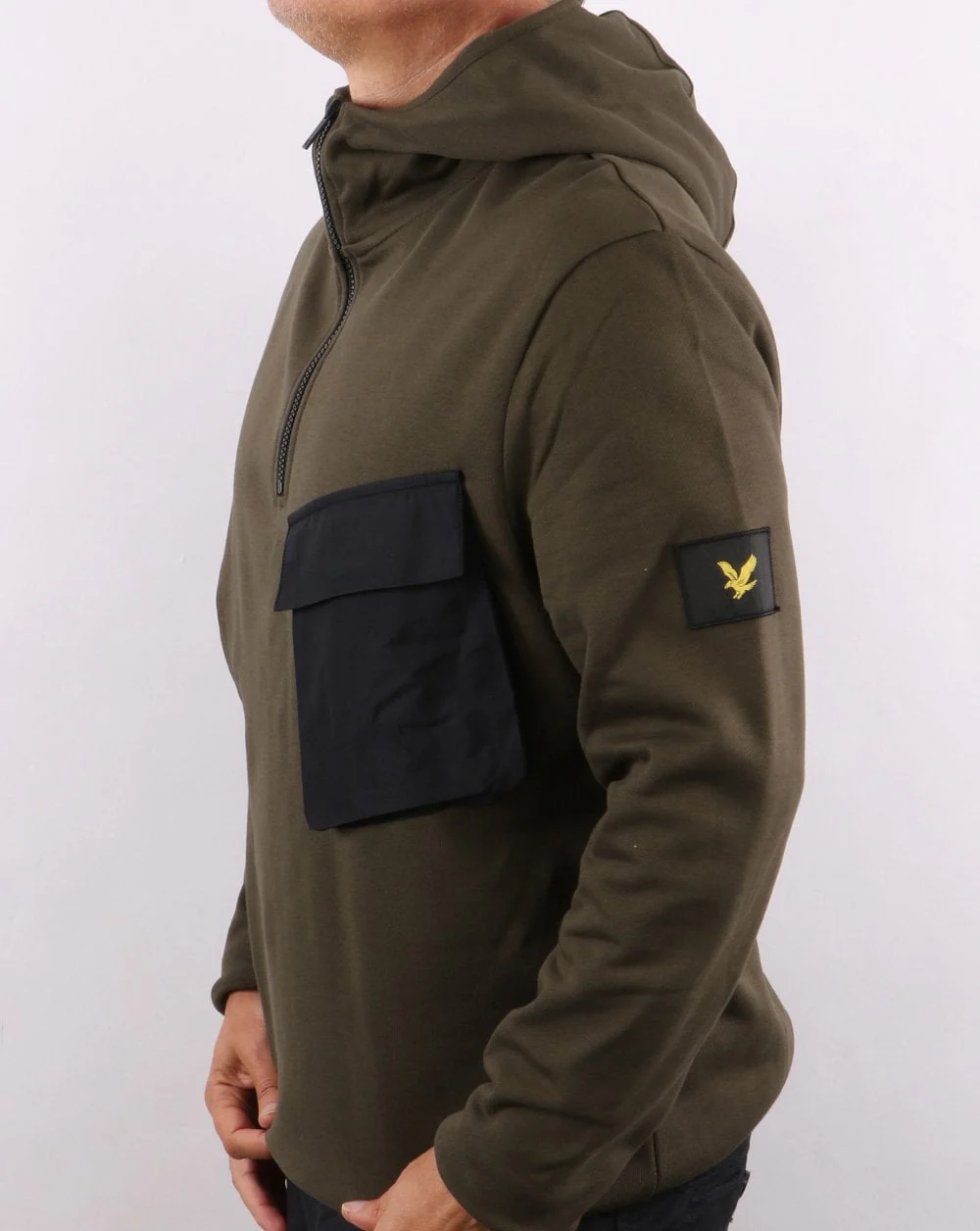 Lyle And Scott Pocket Hoodie Olive - Image 3