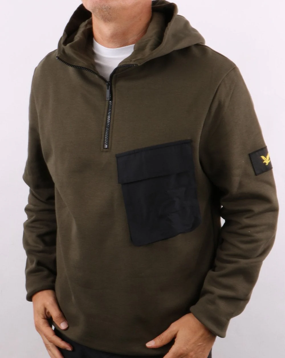 Lyle And Scott Pocket Hoodie Olive - Image 4