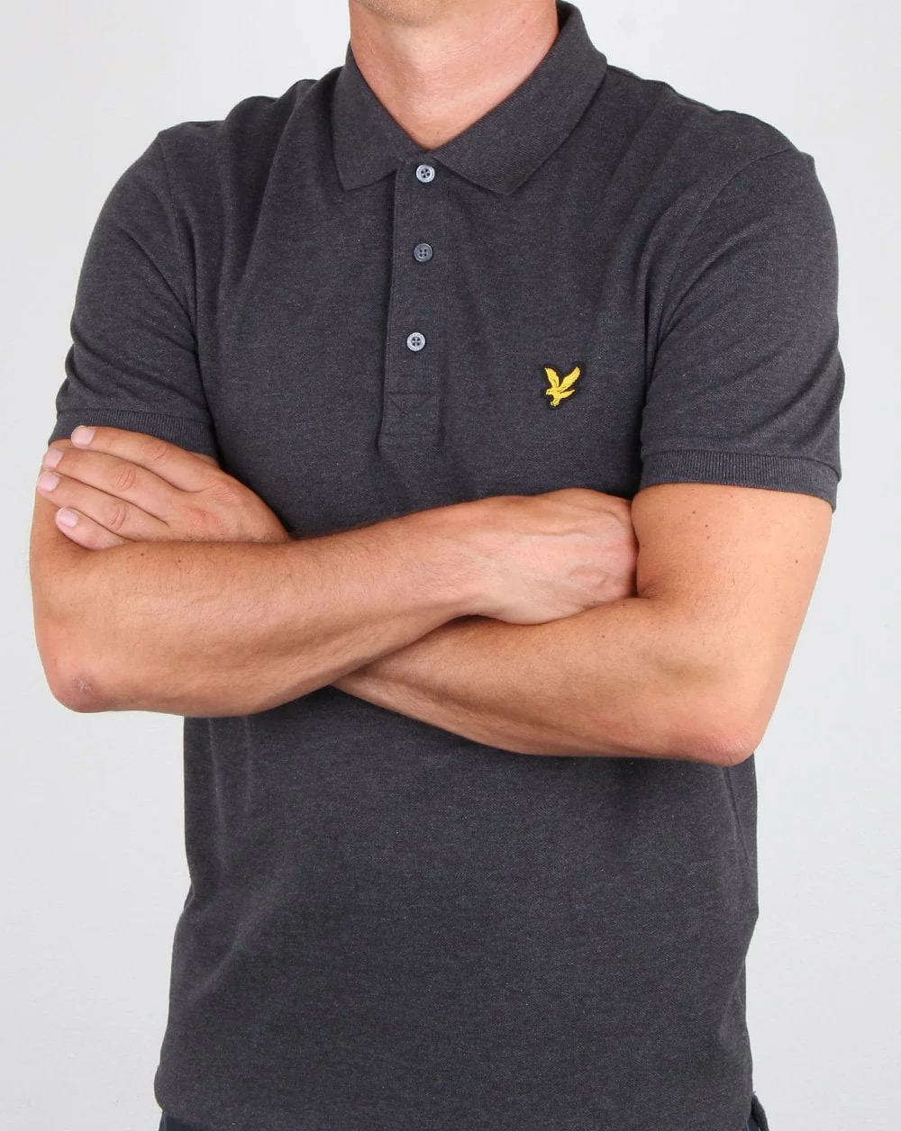 Lyle And Scott Polo Shirt Charcoal Marl - Image 3