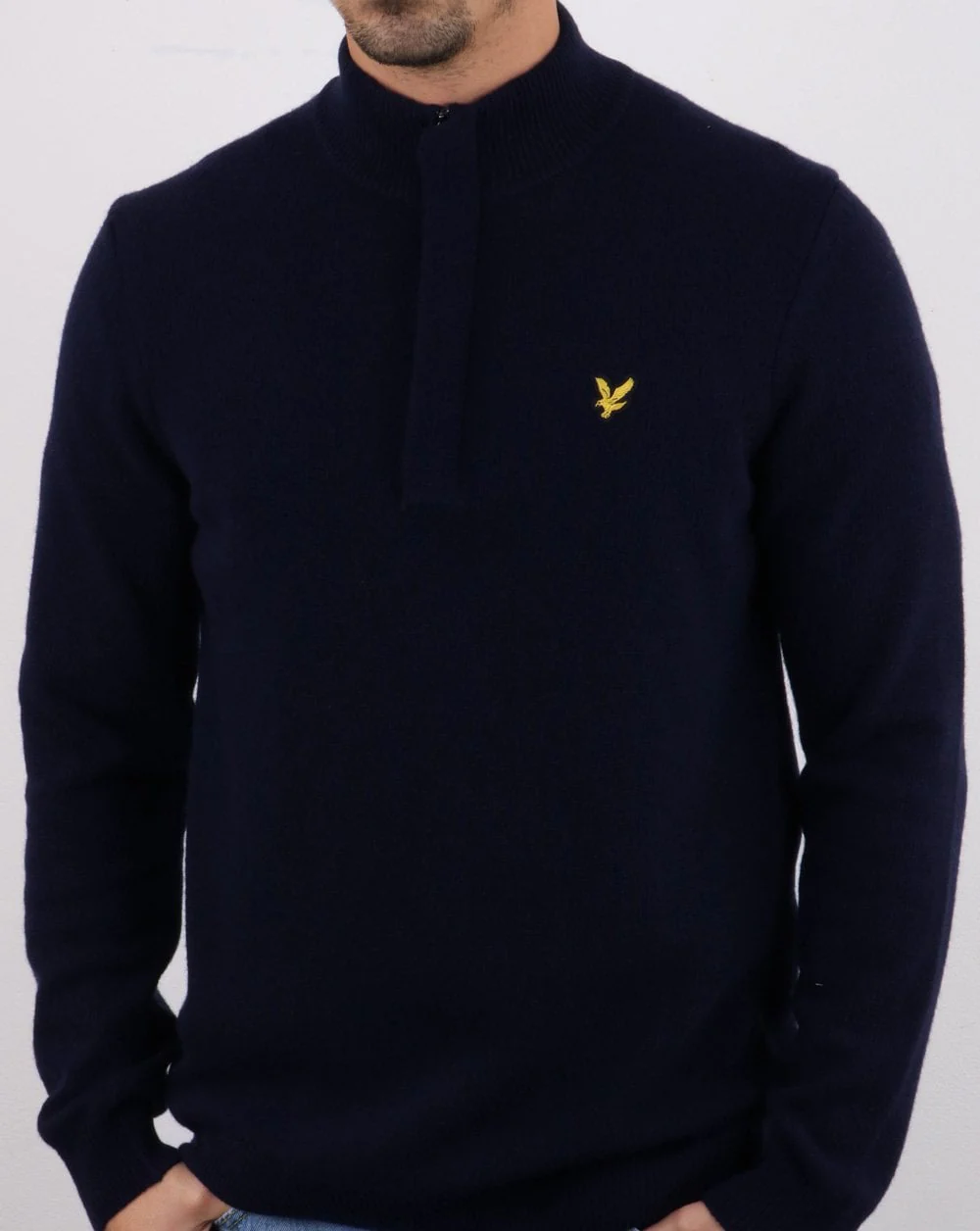 Lyle And Scott Quarter Zip Funnel Neck Jumper Dark Navy