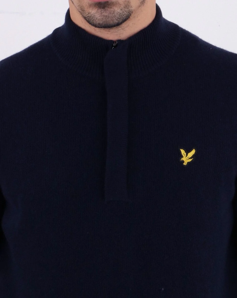 Lyle And Scott Quarter Zip Funnel Neck Jumper Dark Navy - Image 2