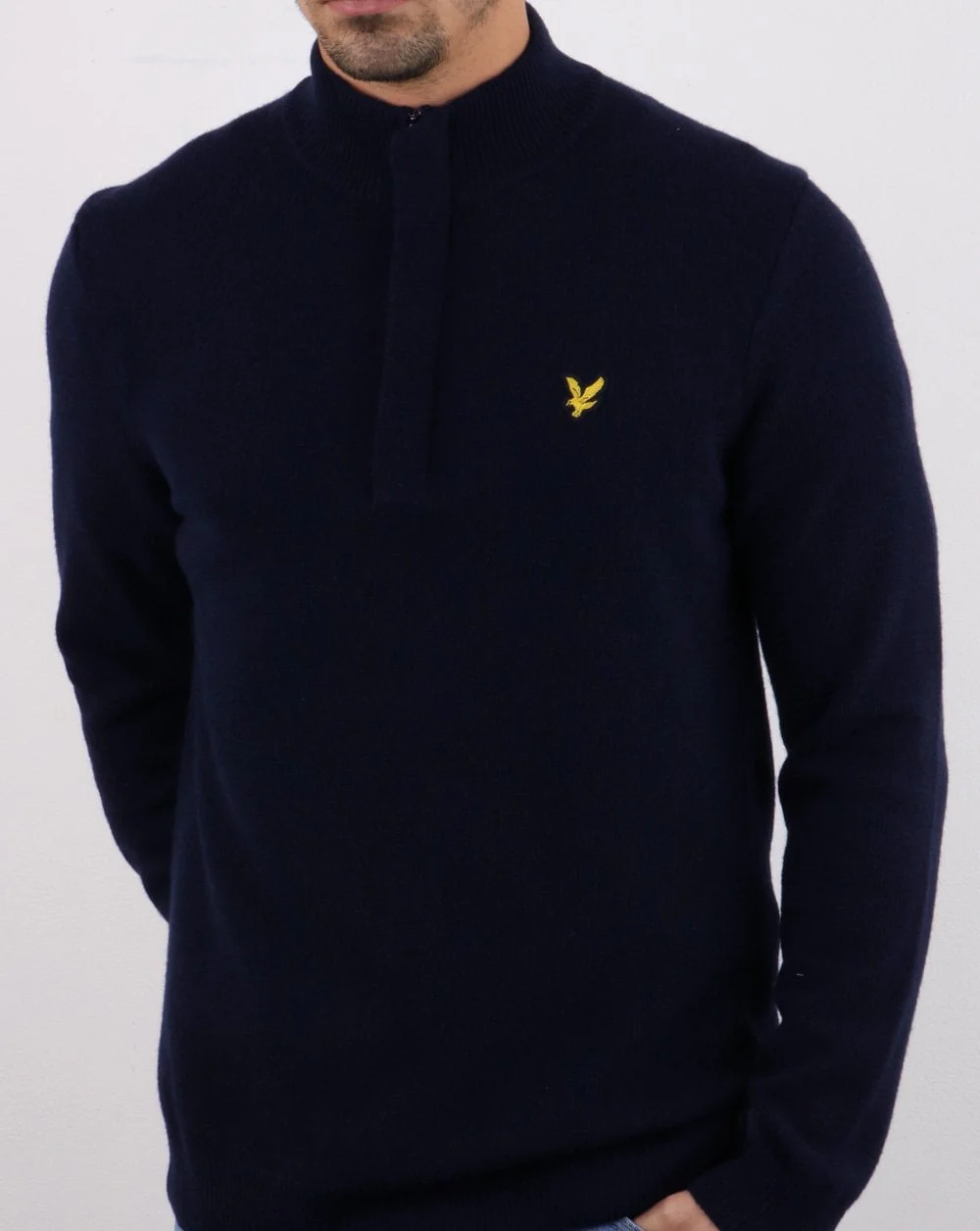 Lyle And Scott Quarter Zip Funnel Neck Jumper Dark Navy - Image 3