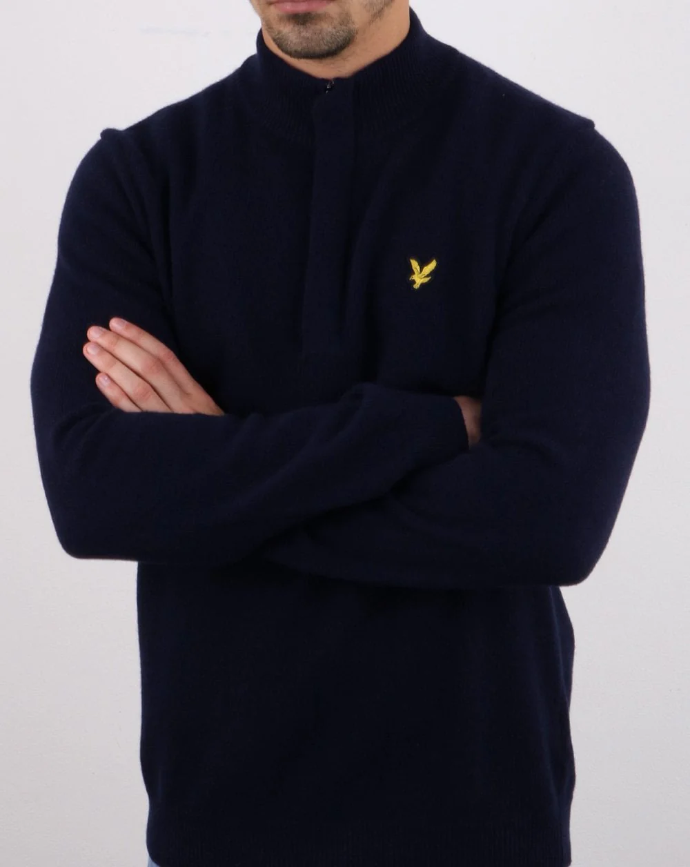 Lyle And Scott Quarter Zip Funnel Neck Jumper Dark Navy - Image 4