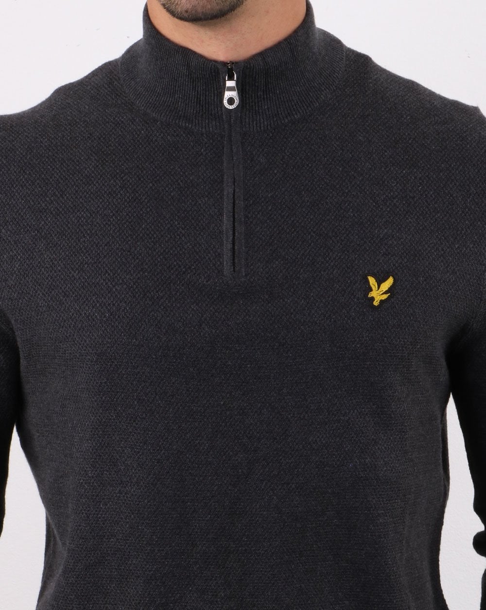 Lyle And Scott Quarter Zip Jumper Charcoal Marl - Image 2
