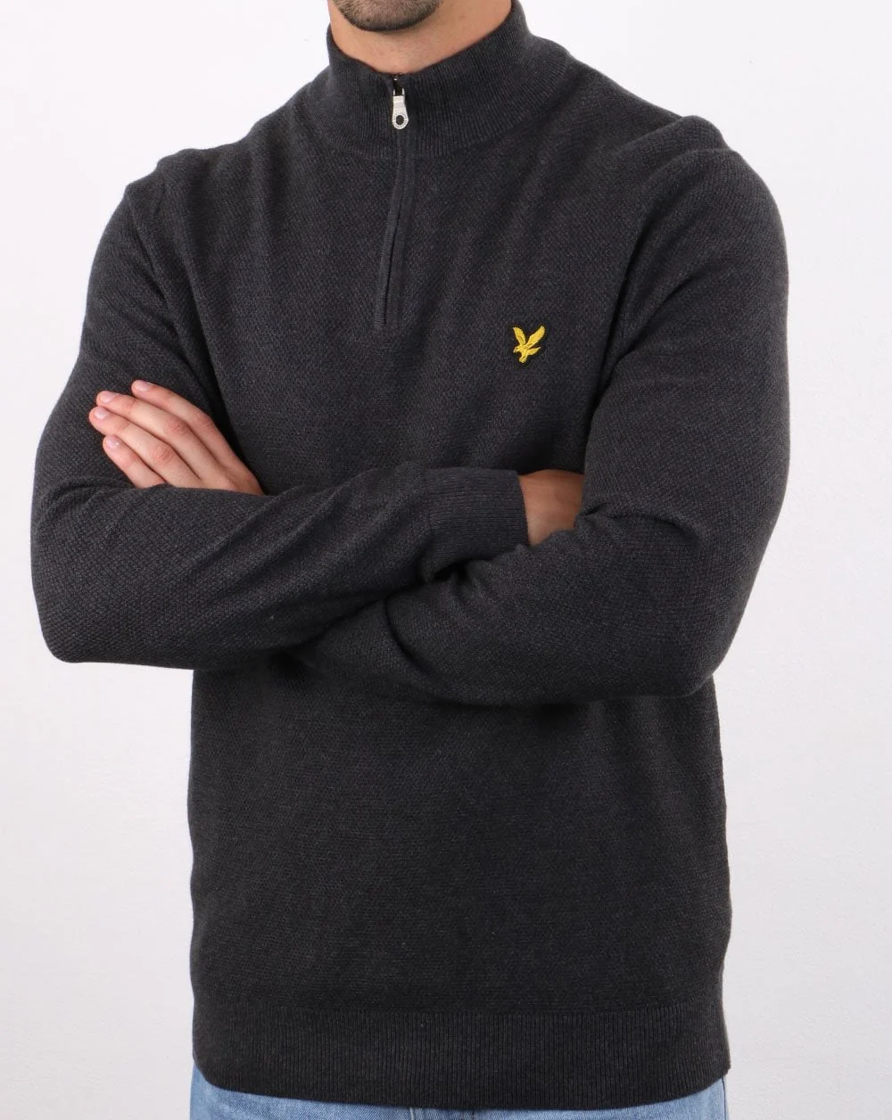 Lyle And Scott Quarter Zip Jumper Charcoal Marl - Image 3