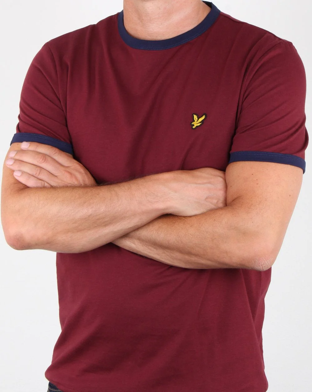 Lyle And Scott Ringer T Shirt Claret/navy