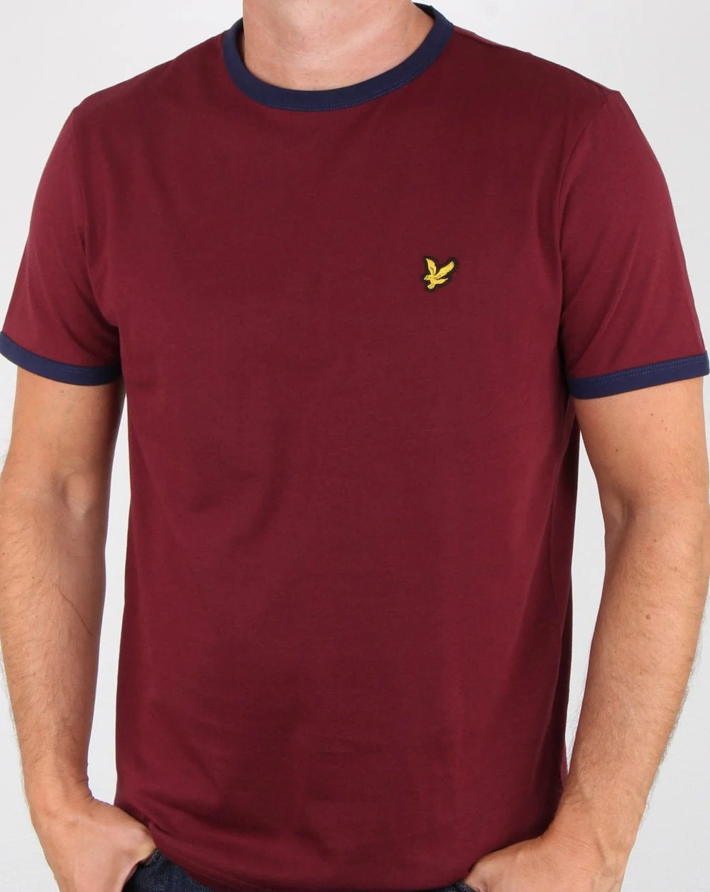 Lyle And Scott Ringer T Shirt Claret/navy - Image 3